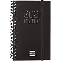 Los mejores  - Finocam - Agenda 2021 Semana vista apaisada Espiral Opaque Negro Catalán - 85 x 127 mm